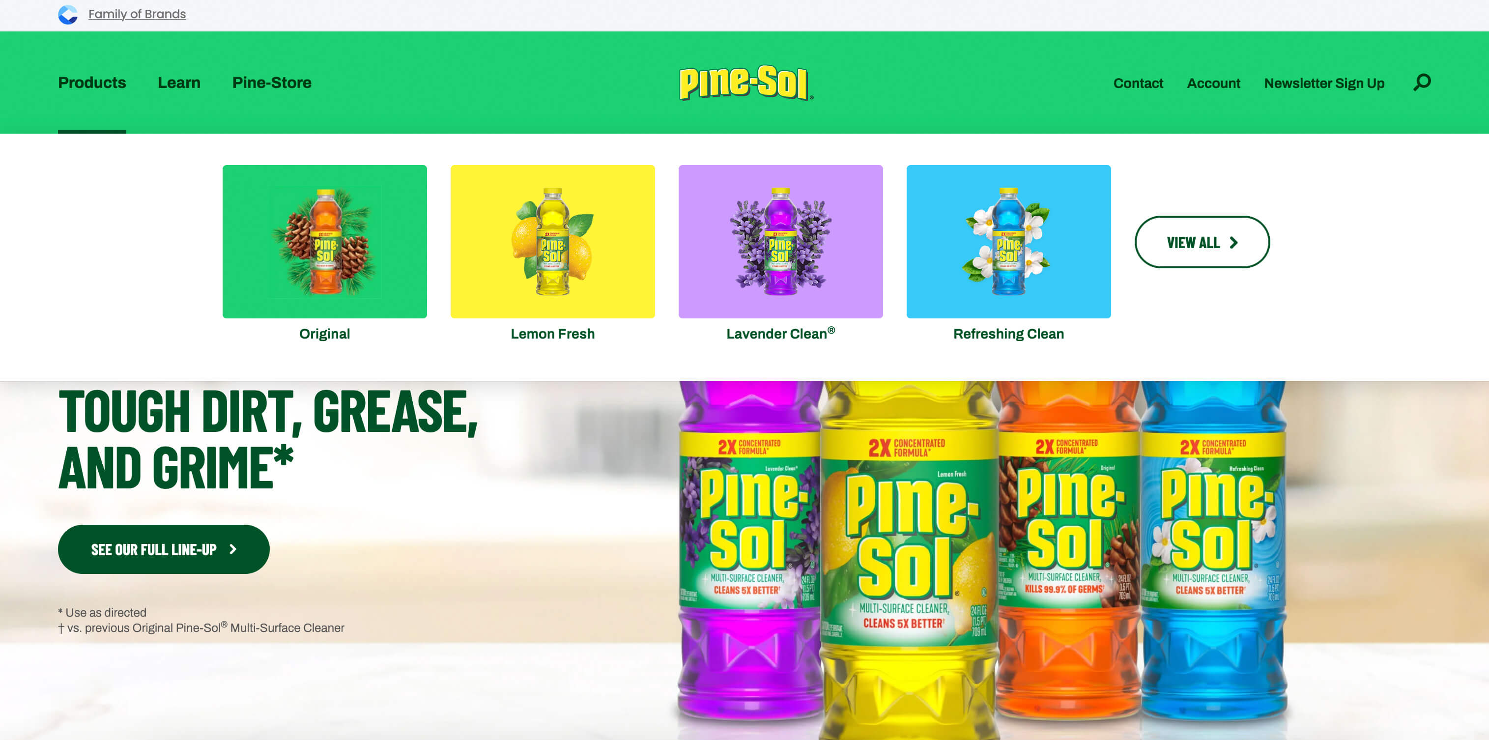 screenshot of pinesol.com