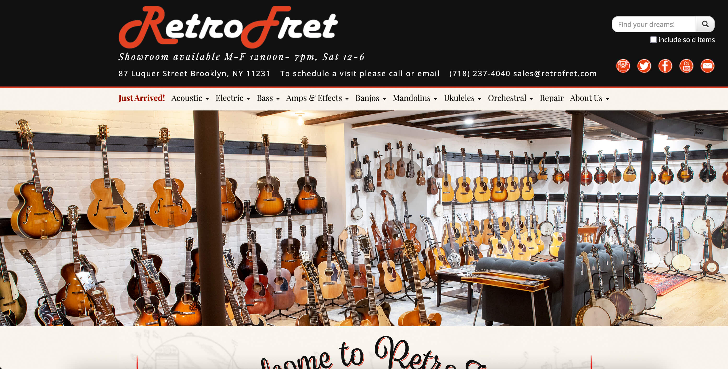 screencap of the RetroFret site
